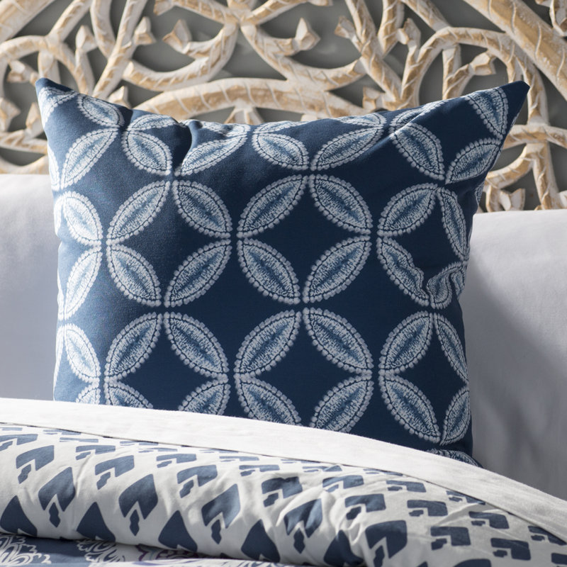 Housse de coussin carrée et insert tidepool, H 16 po x l 16 po, Bleu