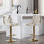 Ensemble de 2 tabourets de bar, avec repose-pieds chromé et base pivotante à hauteur réglable en velours velours mécanique + pieds dorés, crème-577418691