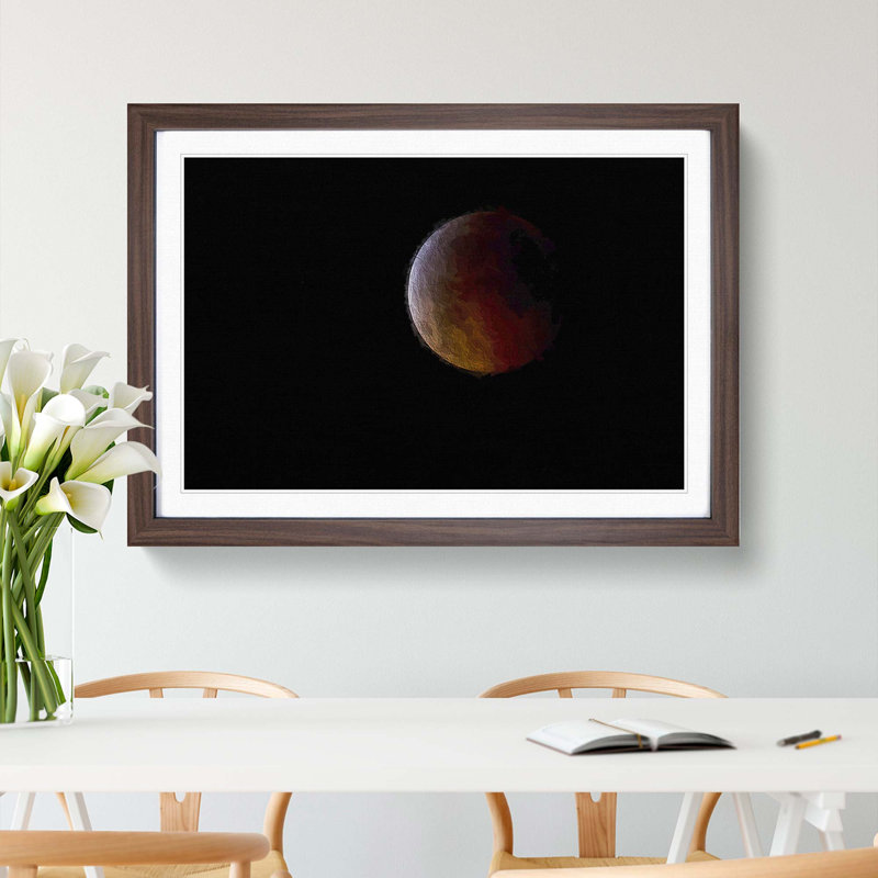 Total Lunar Eclipse - Picture Frame Painting Print, 27cm H x 36cm W x 2cm D, Walnut Framed