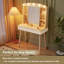 Petit bureau de meuble-lavabo avec miroir coulissant, tiroirs cannelés et 3 couleurs d'éclairage
