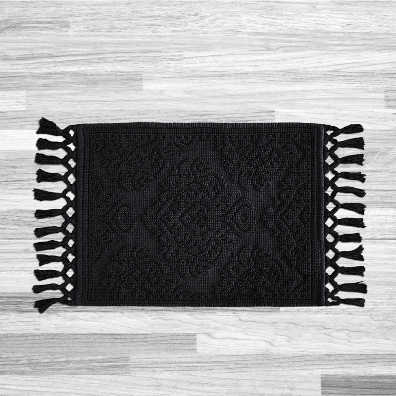 Ricardo 100% Cotton Bath Rug, 21" W x 41" L, Black