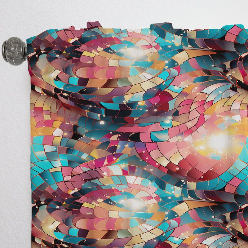Popart Digital Disco Dance - Abstract Curtain - Room Darkening Geometric Shapes Curtain - 1 Panels, 52" W x 63" L