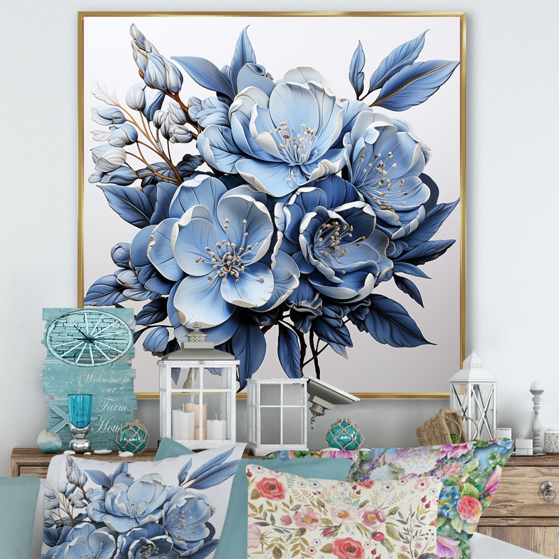 «A Bouquet Of Rhododendrons I» sur toile, H 30 po x l 30 po x P 1 po, Cadre flottant doré