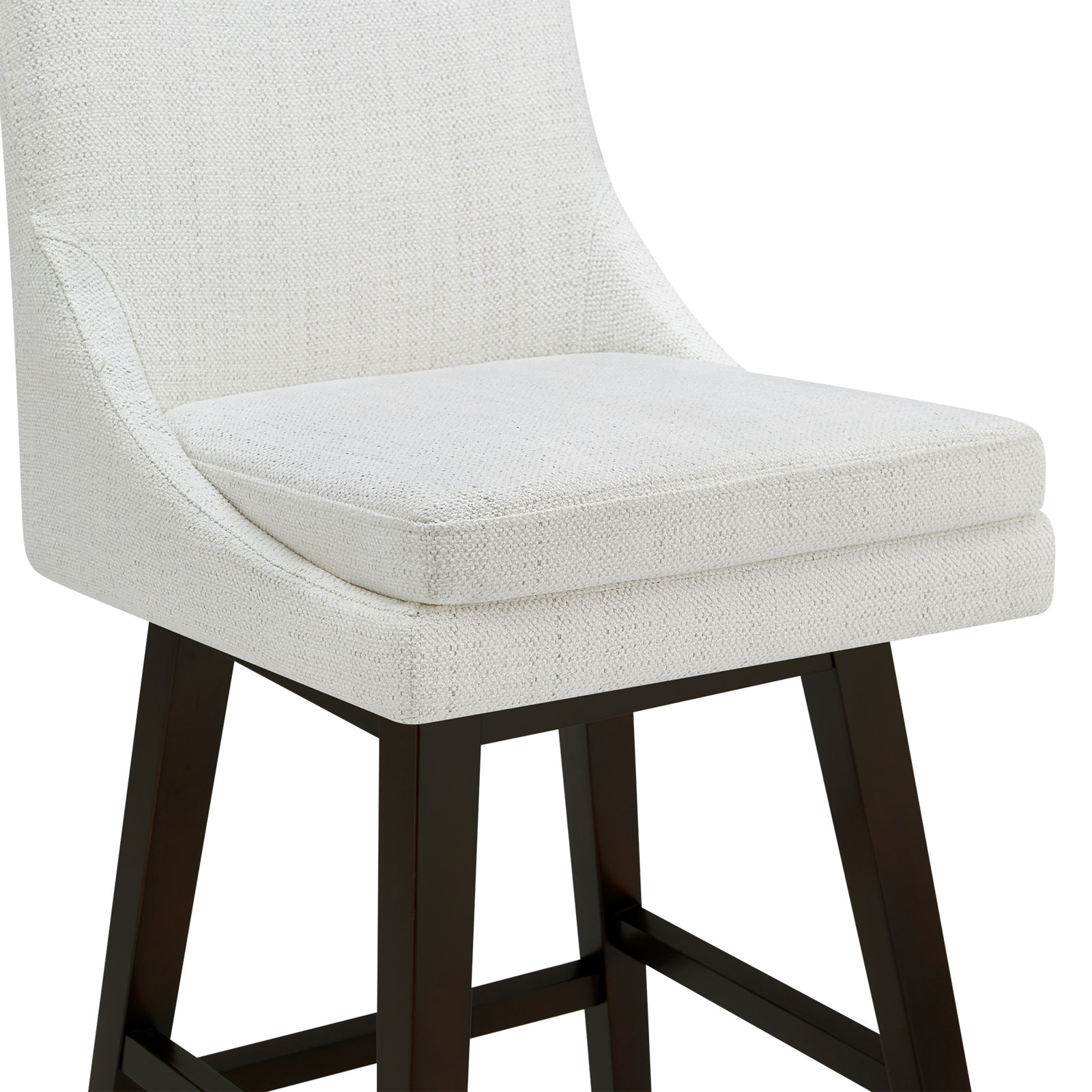Zahara 26" Upholstered Swivel Counter Stool, Bar Stool (30” Seat Height), White Polyester/Brown