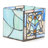 4.75"H Blue Flourishes Stained Glass Candle Holder