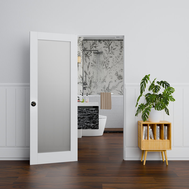 Porte intérieure moderne en verre givré - Intimité et contrôle de la lumière, idéale pour les salles de bain et les chambres à coucher, quincaillerie incluse