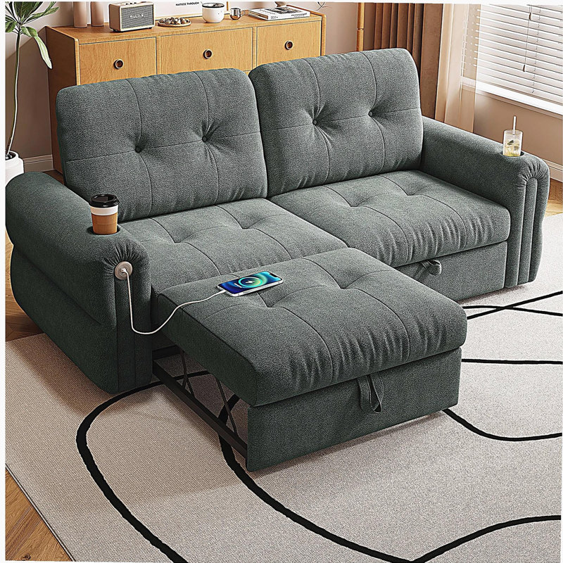 Il s'agit d'un canapé multifonctionnel, d'un canapé-lit convertible de 77 pouces et d'une pièce 2-en-1 qui convient à la fois pour s'asseoir et se coucher. Fabriqué en tissu Sheneyron, il convient aux salons, chambres à coucher
