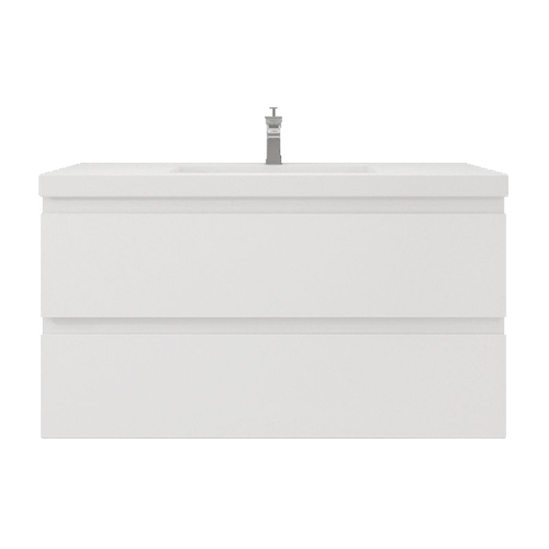 Ensemble de meuble-lavabo mural simple 42 po Mableton, Blanc ultrabrillant