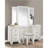 Modern Glam Bedroom Furniture 1Pc Vanity Stool Luxury White Finish Faux Leather Tufted Seat Foam Cushion-1166155950