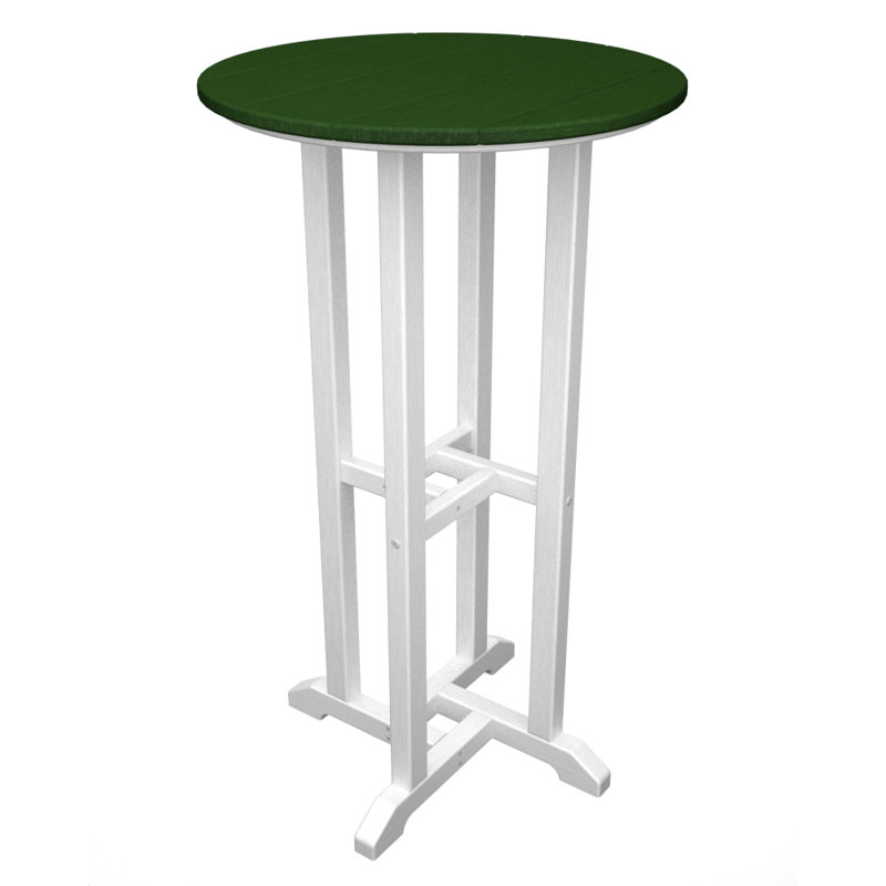 POLYWOOD Tables Round Dining Table, 42" H x 24" W x 24" L, White & Aruba
