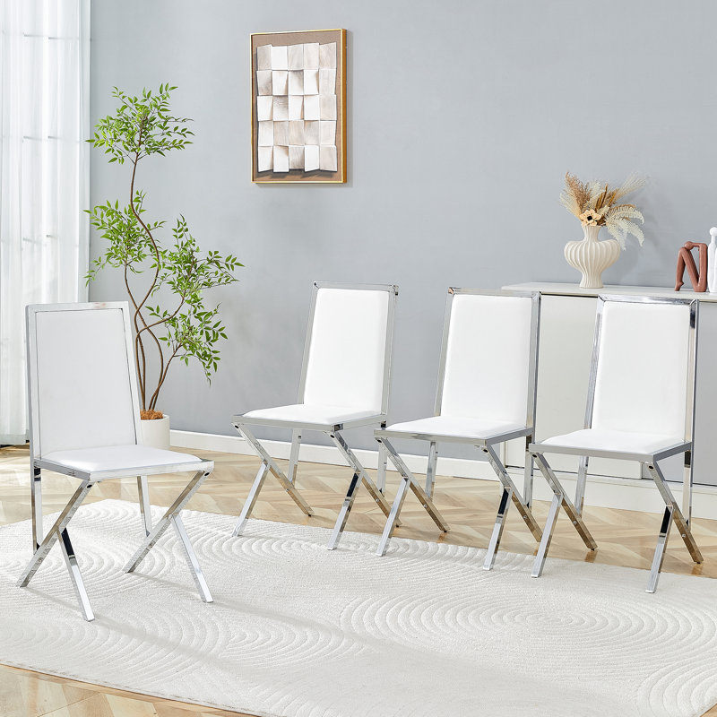 Ensemble de 4 chaises de salle à manger ergonomiques en cuir synthétique