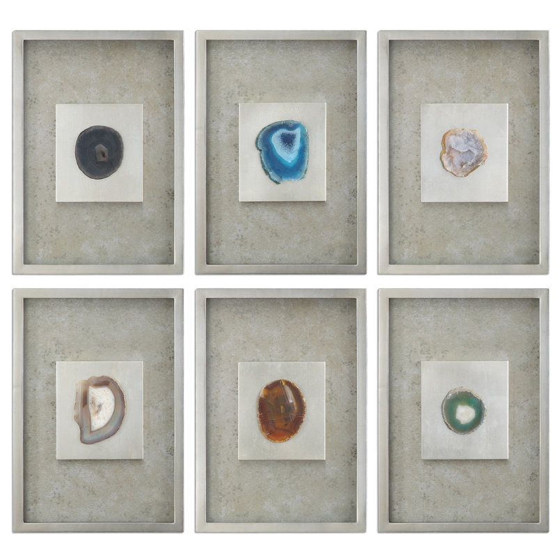 Ensemble de 6 décorations murales en agate