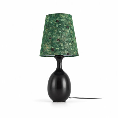 Black Ceramic Floral Shade Table Lamp