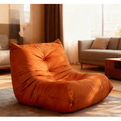 Chaise d'appoint luxueuse luxueuse en microfibre orange capitonnée