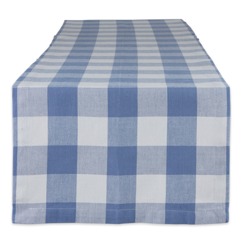Wausa Gingham 100% Cotton Table Runner, 72" x 14", Green