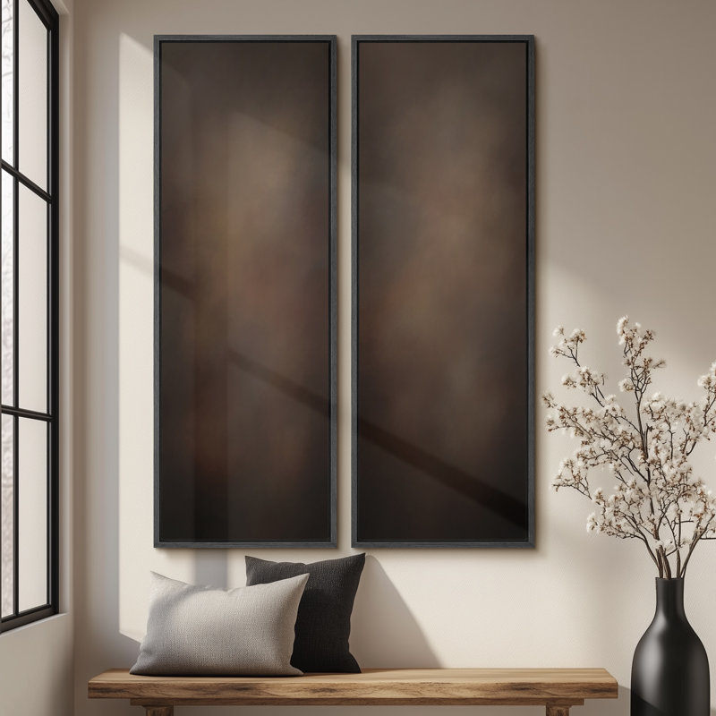 Vintage Landscape Wall Art - 20x60 inches Framed Canvas Set of 2, Black