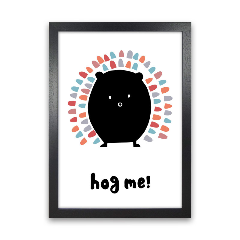 Hedgehog by Miniofmine - Print, 46cm H x 34cm W x 3cm D, Brown Framed