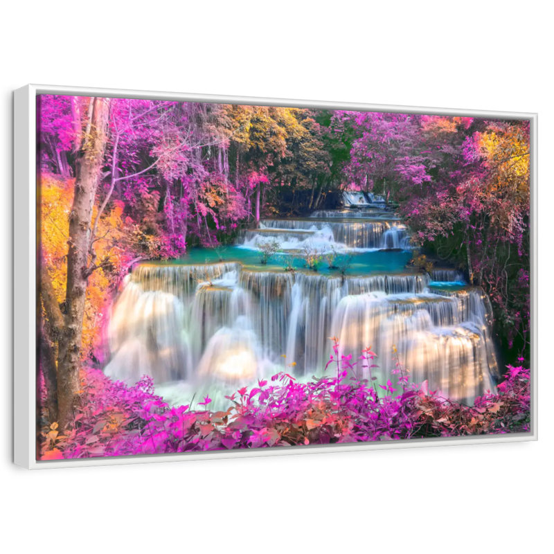 Chutes d'eau, 25 po x 17 po, Cadre flottant blanc
