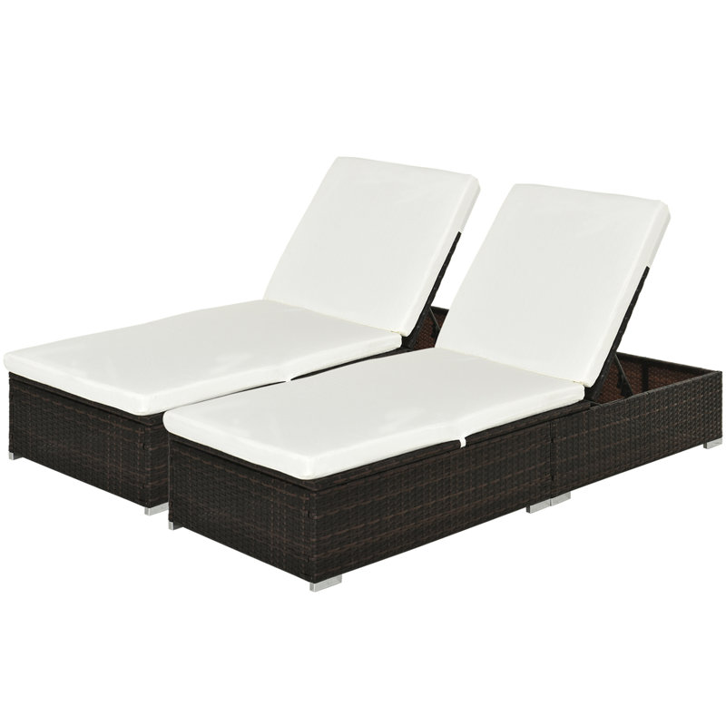 Aymelia 195cm Long Reclining Single Chaise with Cushions, Brown