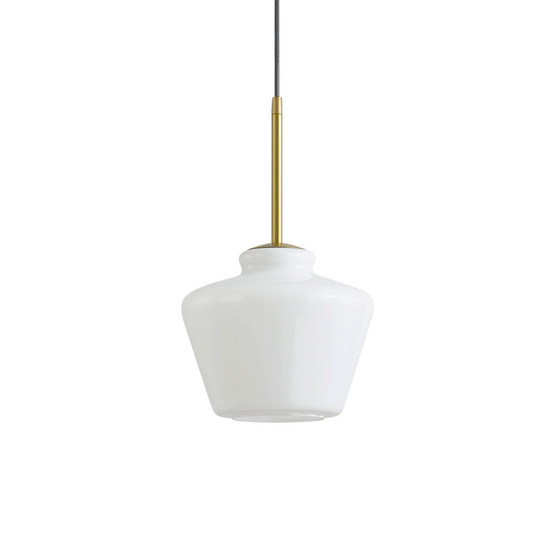 Luminaire suspendu 1 lumière Shwana, Blanc, Laiton brossé