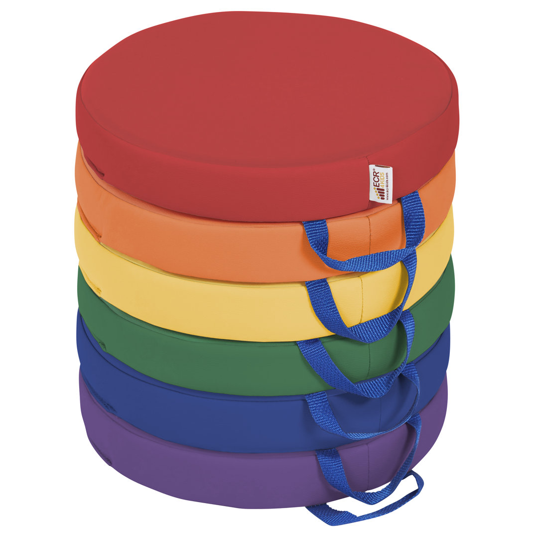 ECR4Kids SoftZone Floor Cushions, Round, Flexible Seating, 6-Piece ECR4Kids 