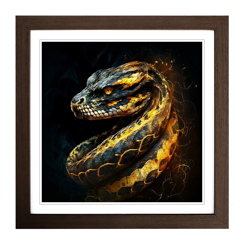 Python Digital - Single Picture Frame Print on Wood, Walnut
