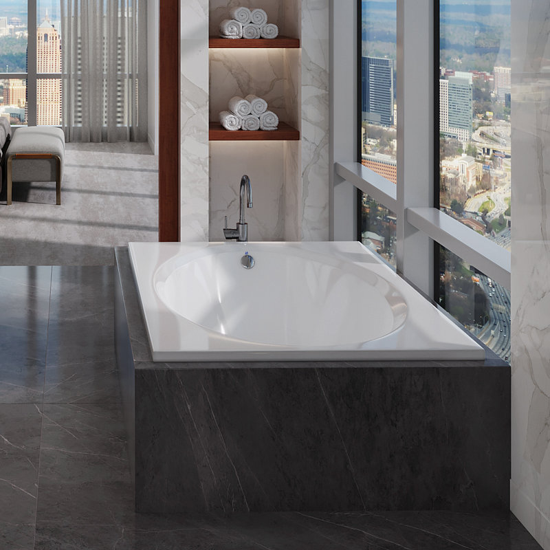 Delray 72" x 42" Drop In Combination Acrylic Bathtub, White