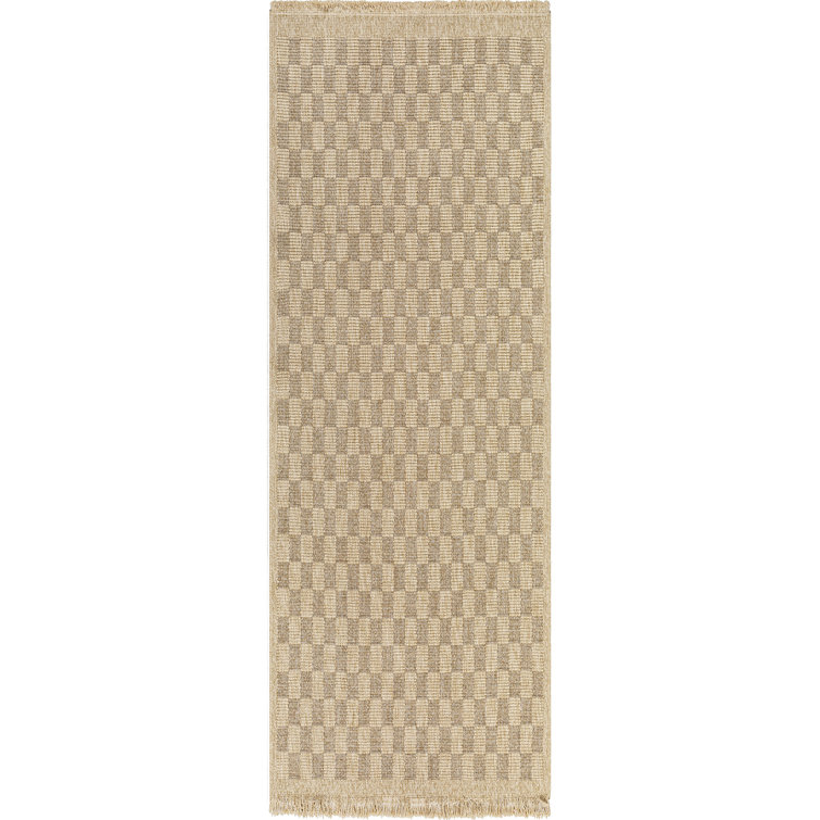 Outdoor Jute-Look Checkered Rug Tan/Brown_MGE2310