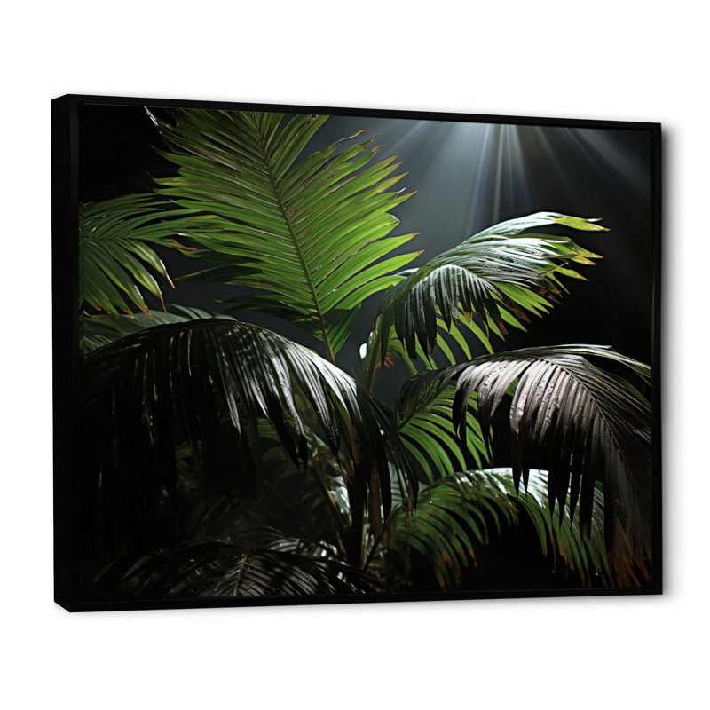 «Palm Trees Palm III», reproduction sur toile, Cadre flottant noir, H 12 po x l 20 po x P 1 po