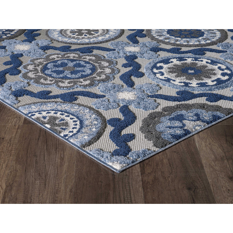 Tapis bleu Menzies Ikat, Rectangle 4 pi x 6 pi