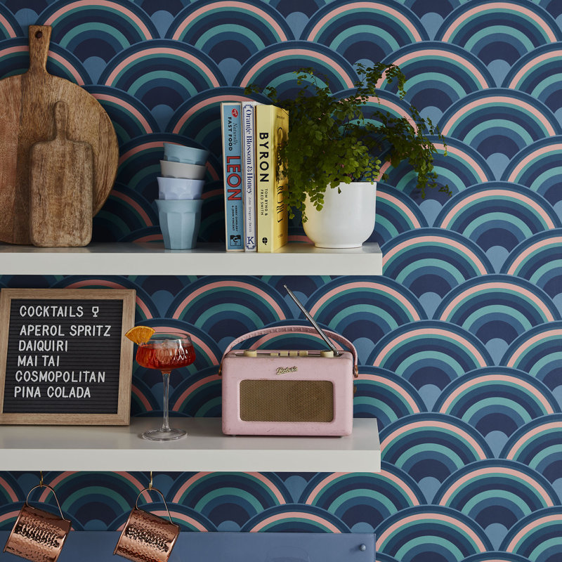 Geometric Wallpaper Double Roll, Surf