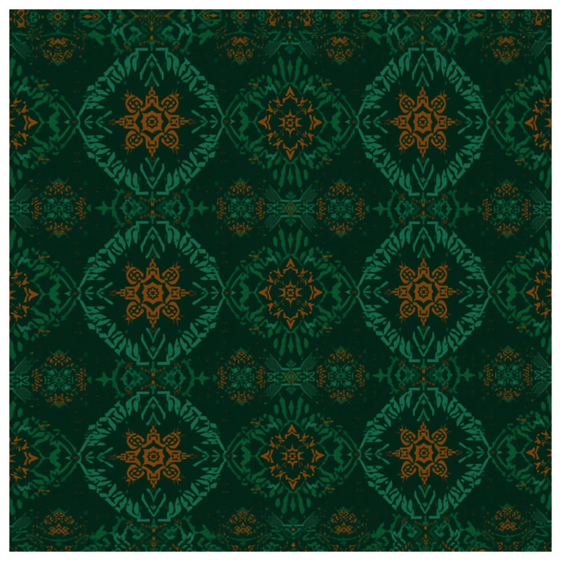 Green Ornamental Pattern Blankets, 50in W x 60in H
