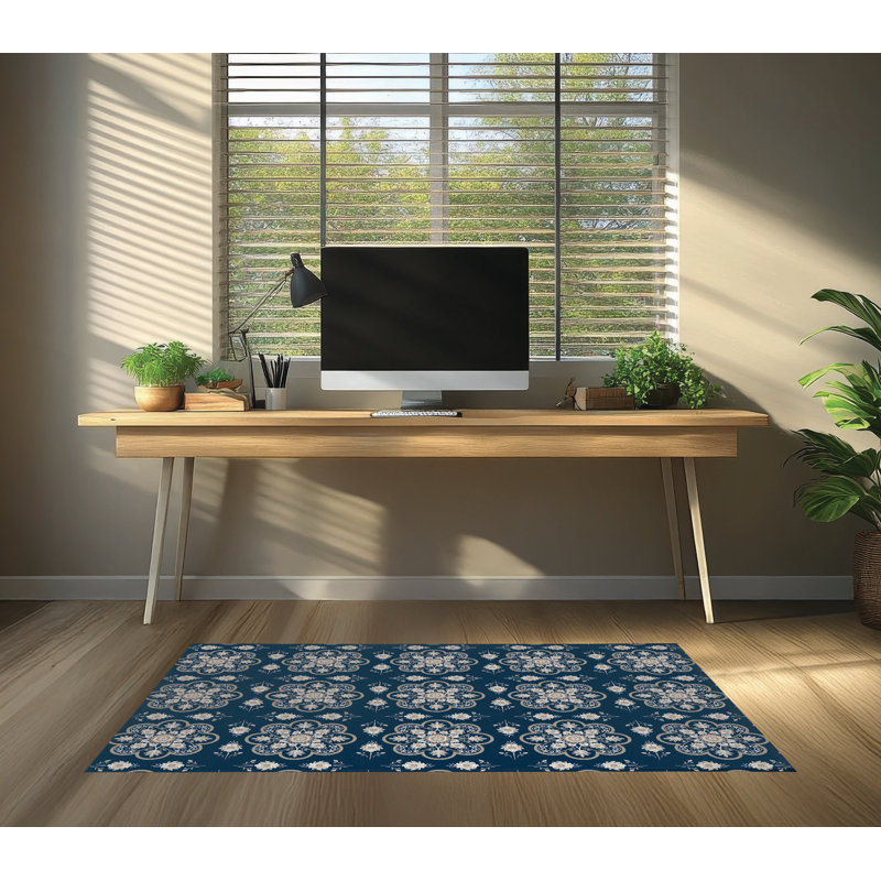 Skye Decorative Lightweight Office Mat, 60" W x 84" D, Blue