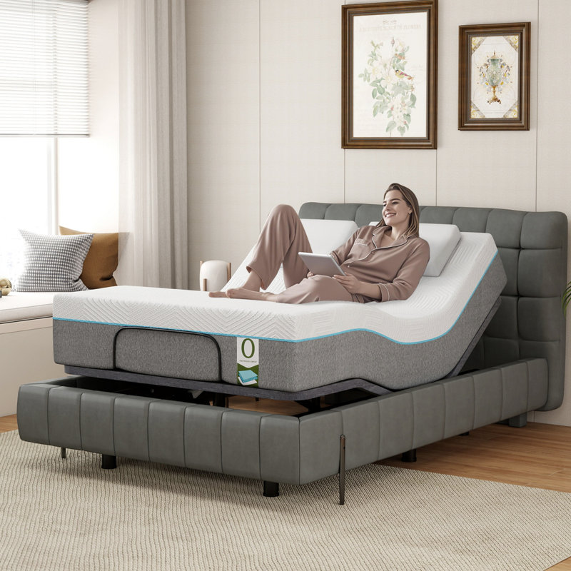 Base de lit intelligente réglable - télécommande, zéro gravité, massage, ports USB, Lit double