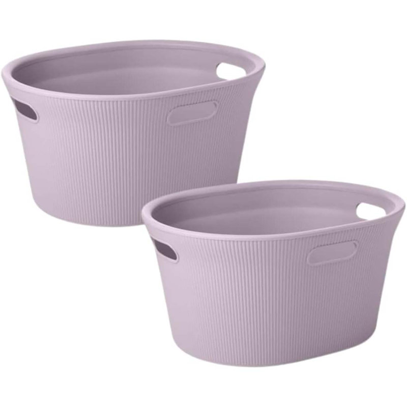 Ribbed Laundry Basket, Lilac