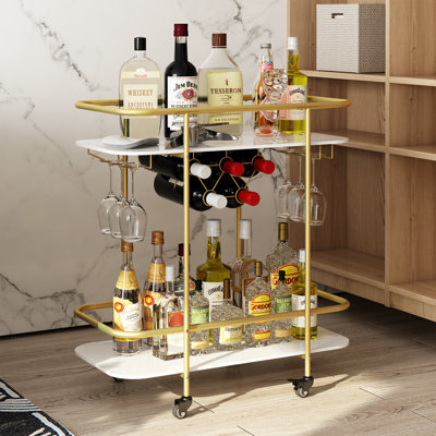 Bar Cart with Glass Holder, Wine Rack by Ebern Designs