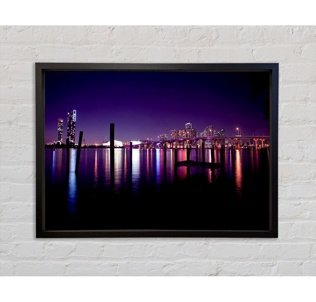 Miami Skyline - Einzelner Bilderrahmen Kunstdrucke auf Leinwand