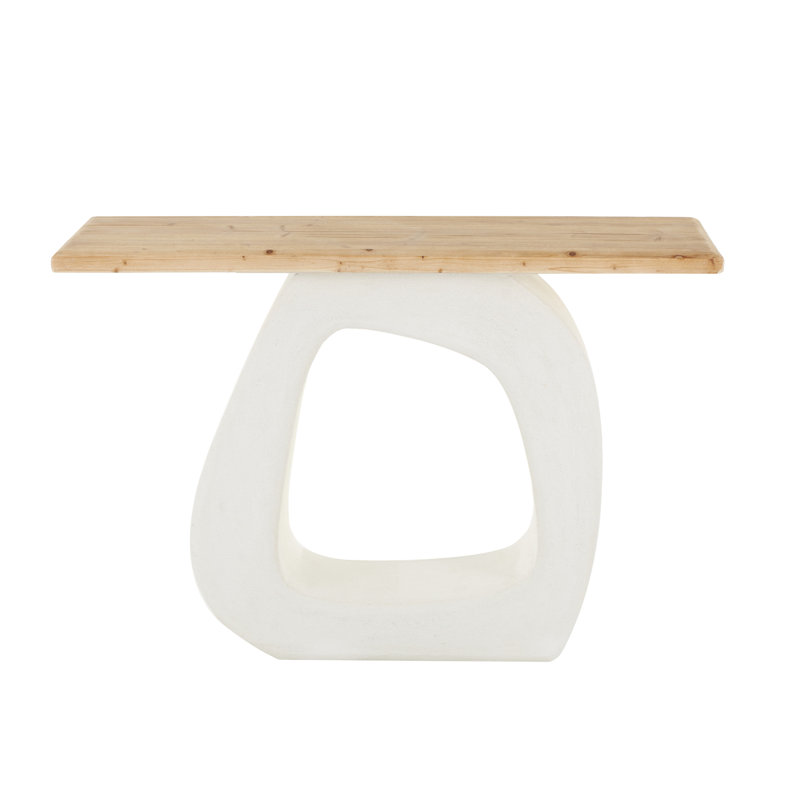 Cole And Grey Wooden O Shaped Console Table With Light Brown Tabletop