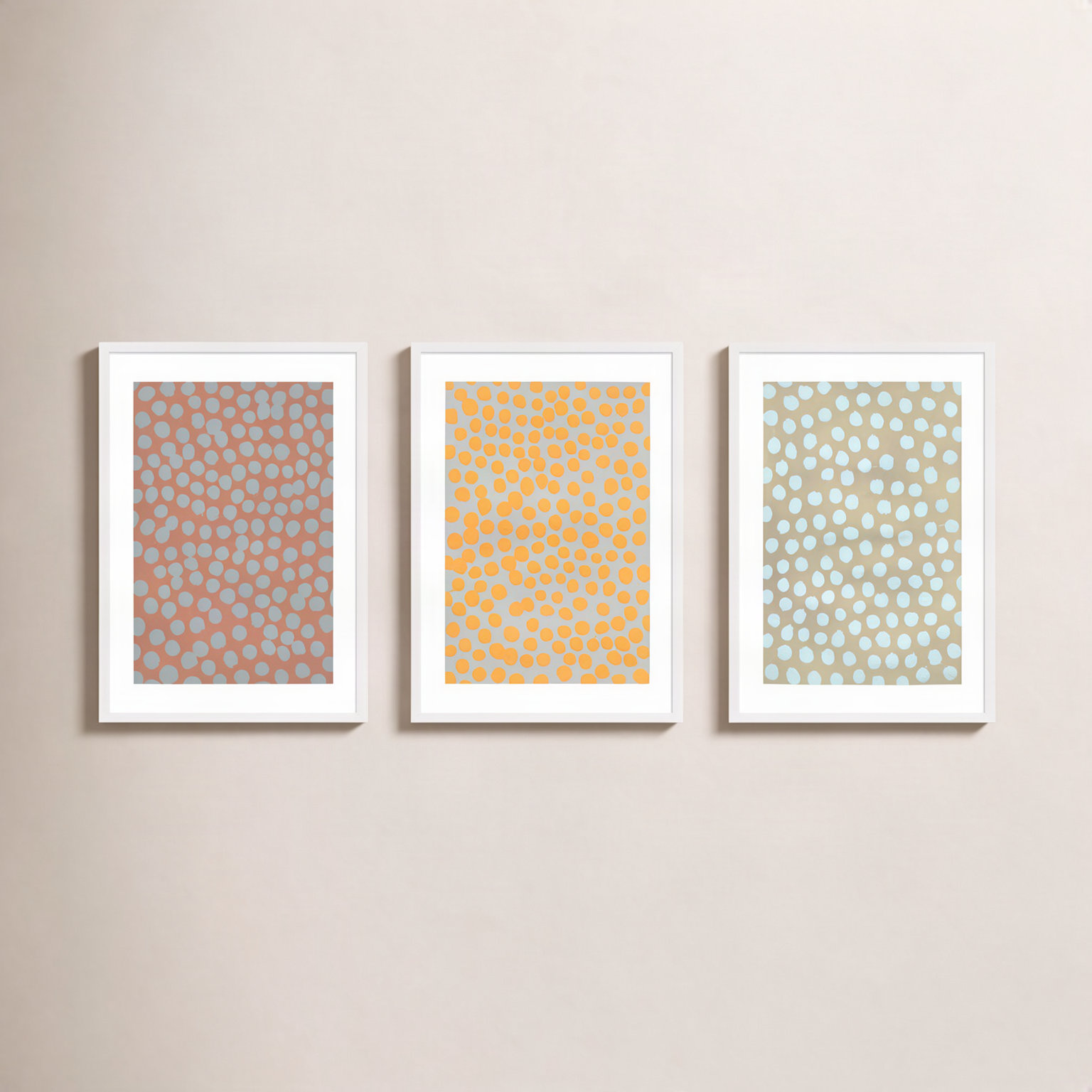 Navi "Affinity 4" 3-Piece Painting Set, 20" H x 14" W x 1.25" D, White