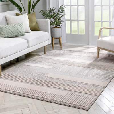 Well Woven Harlow Briar Tribal Geometric Abstract Light Blue Looped Pile Rug