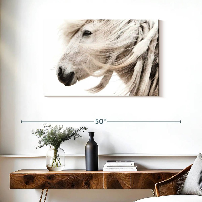 Brampt White Horse Mane, 24" H x 36" W