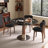 Black&Walnut Round Marble Dining table-1358740907