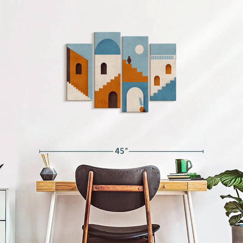 «Minimalist Architecture XVIII» sur toile, reproduction de 4 pièces, H 22 po x l 36 po x P 1,25 po