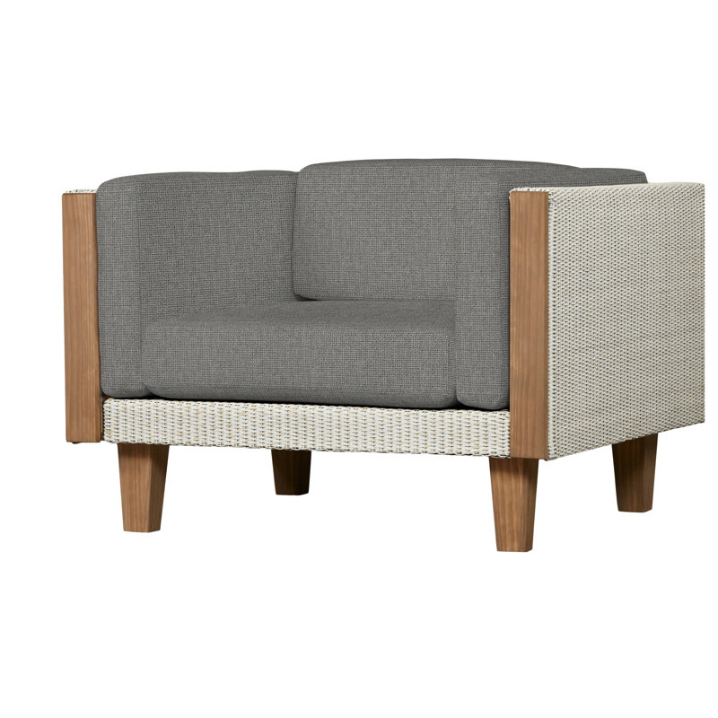 Catalina Outdoor Teak Lounge Chair, Sandberg Pewter, Antique White