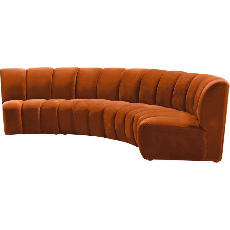 Canapé modulaire en velours Infinity, 4 pièces, Velours cognac