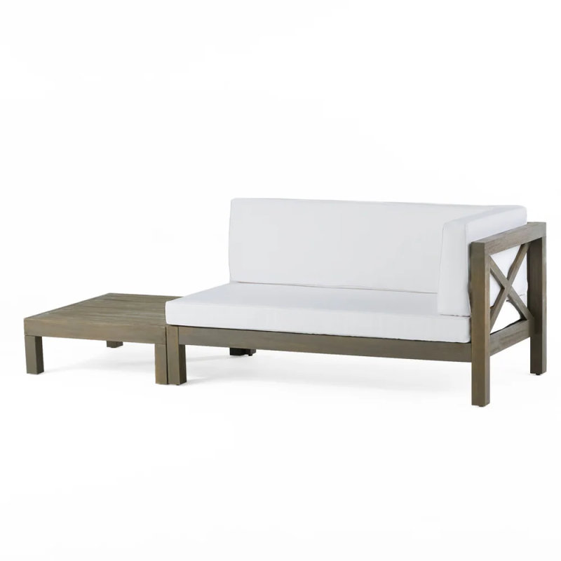BANC DE COIN B -VA BRAVA AVEC TABLE BASSE, BLANC