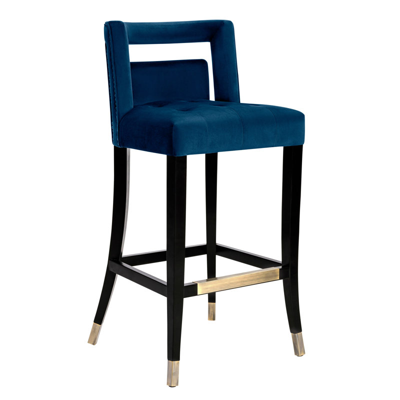 Bar Stool, Counter Stool (26" Seat Height), Navy Velvet