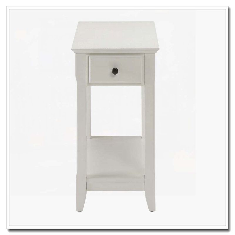 White Accent Table with Bottom Shelf, White