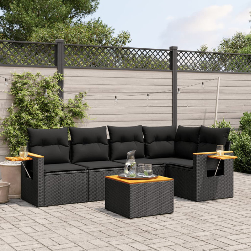  Ensemble de canapé de jardin noir