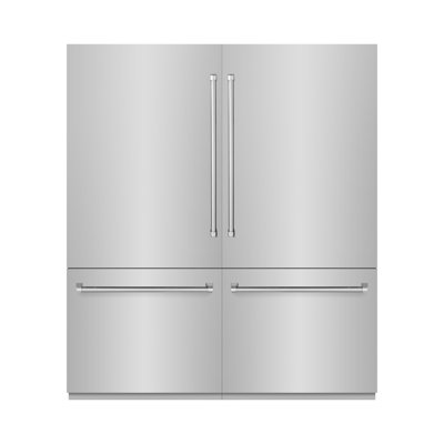 ZLINE 72 po 39,6 pi³ Réfrigérateur à congélateur inférieur avec distributeur d'eau et machine à glaçons avec intérieur gris graphite